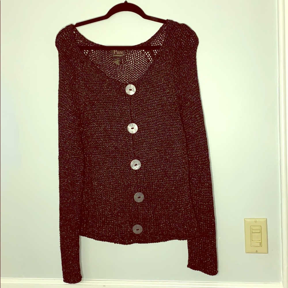 Pure Knit Button Down Black Sweater